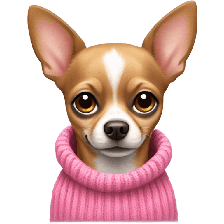 A brown chihuahua  with a pink sweater  emoji