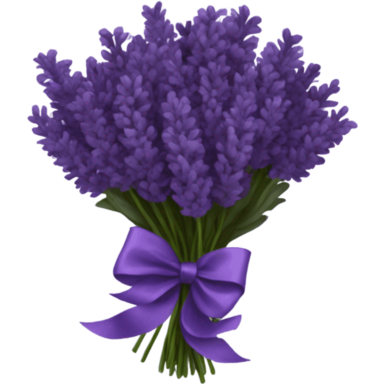 a beautiful aesthetic bouquet of dark purple  lavender tied with a silk purple ribbon emoji