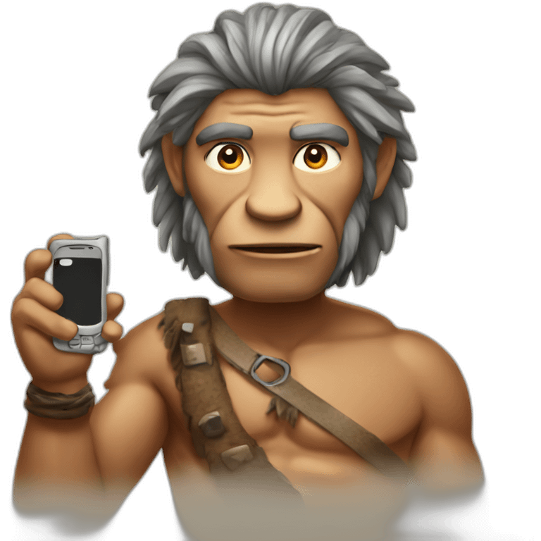 Prehistoric man with phone emoji