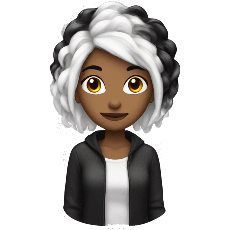 Woman with white and black split dye hair emoji