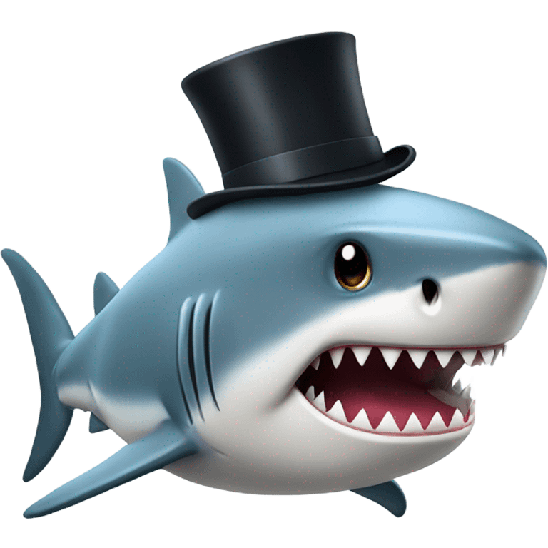 Shark with a top hat emoji