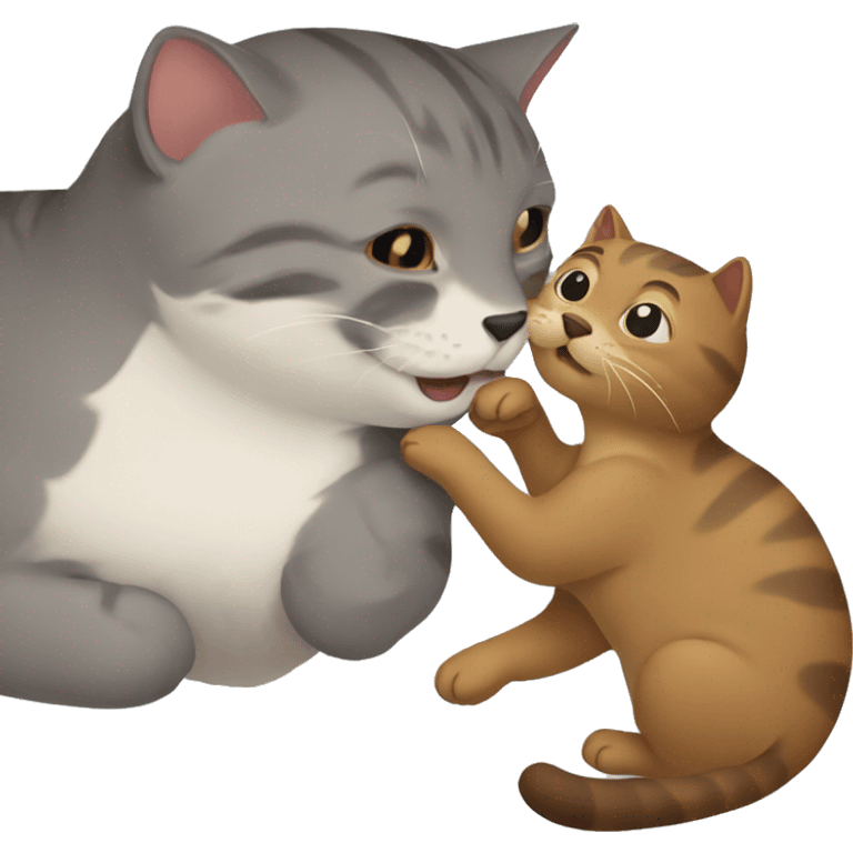 A cat and a otter playing with each other  emoji