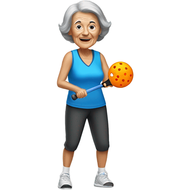 Old person brunette lady playing pickleball  emoji