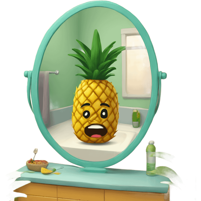 🍍 pineapple looks at its reflection in the mirror emoji