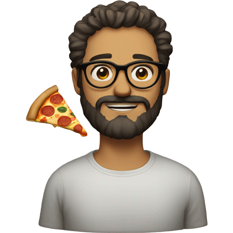 bearded guy with round glasses with a pizza emoji