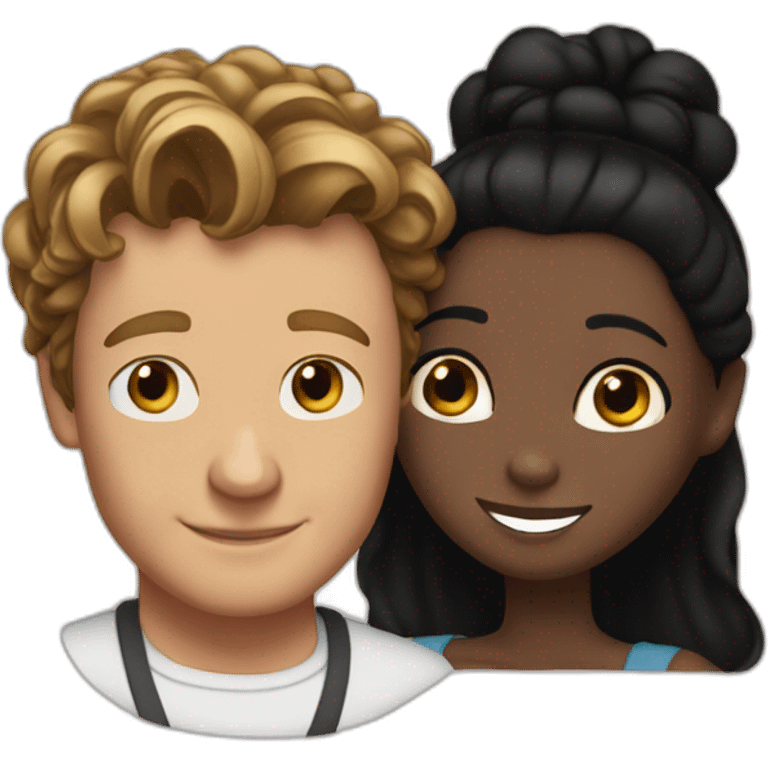 Simon Baker hug a black girl brown eyes and sblack hair in a bun emoji