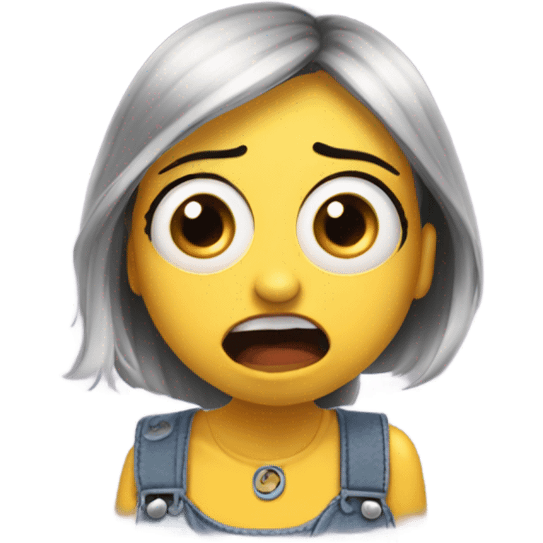 Scared funny emoji girl minion with butt emoji