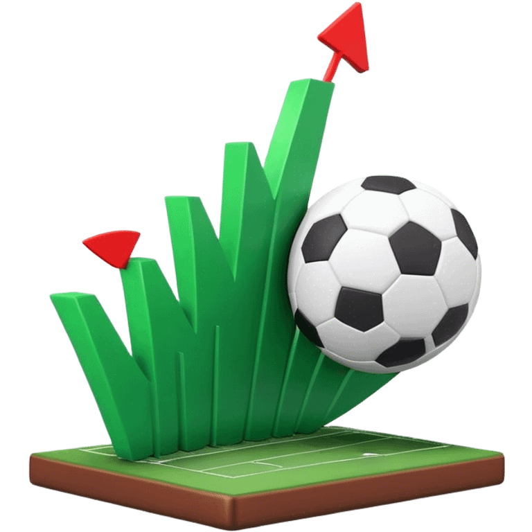 Cinematic realistic 3d growing football graph emoji