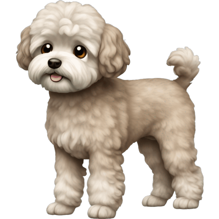 Old Dog maltipoo ash brown fur full body standing emoji