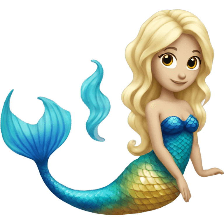 blonde mermaid with blue tail emoji