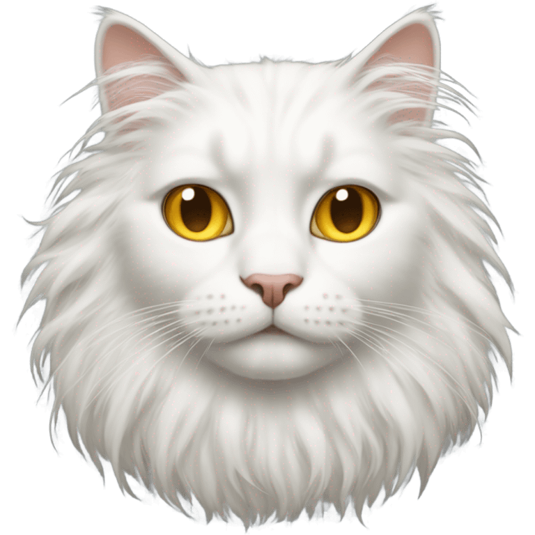 All white cat with lion's mane emoji