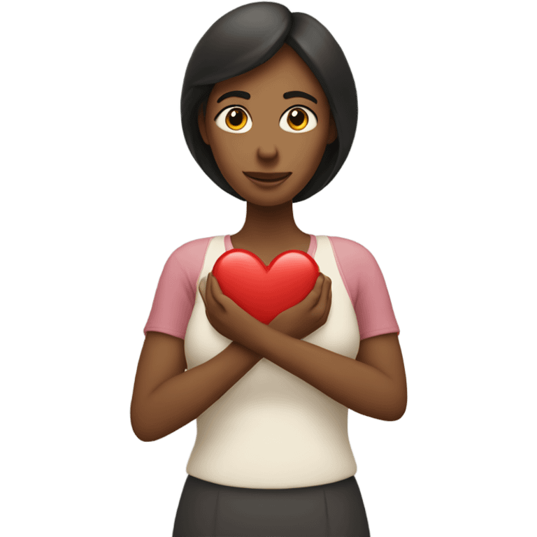 Mother holds her heart in her arm emoji