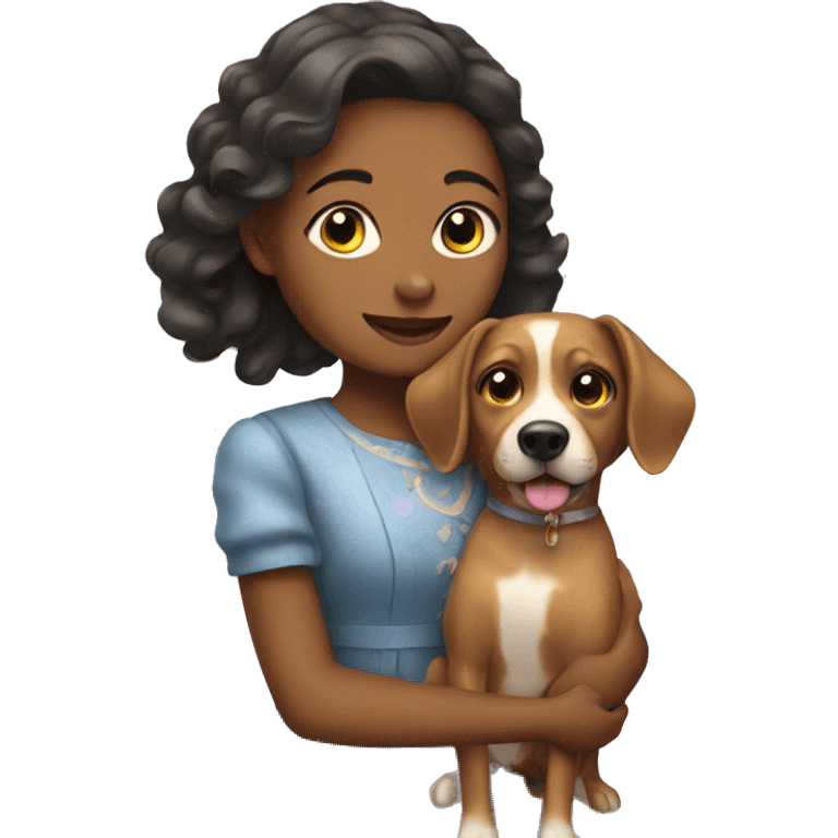 girl with dog in dress emoji