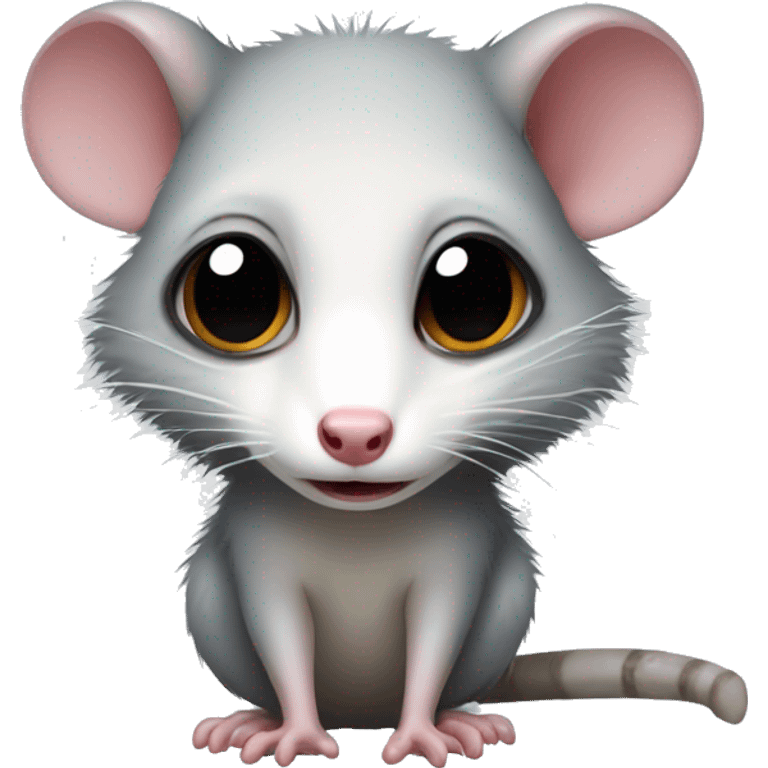 opossum looking straight ahead with a tear drop coming from its eye emoji