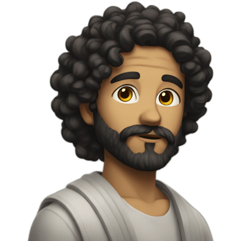 men with black curly hair and beard ascend to god tier emoji