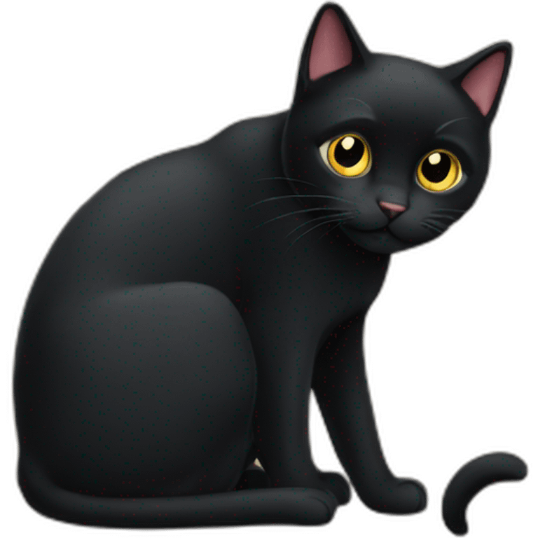 a cute black cat under the desk emoji