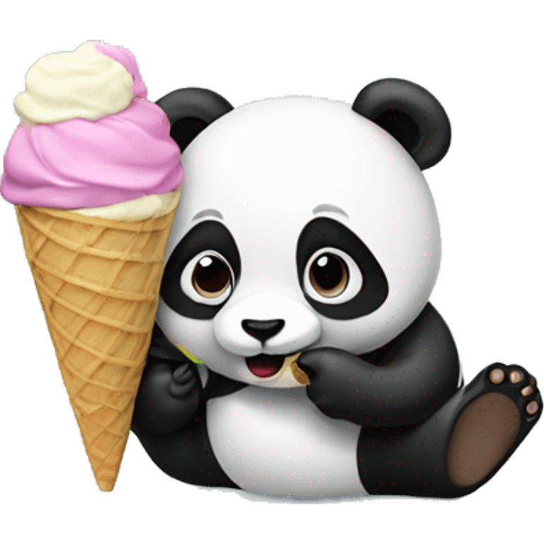 Panda eating ice cream emoji