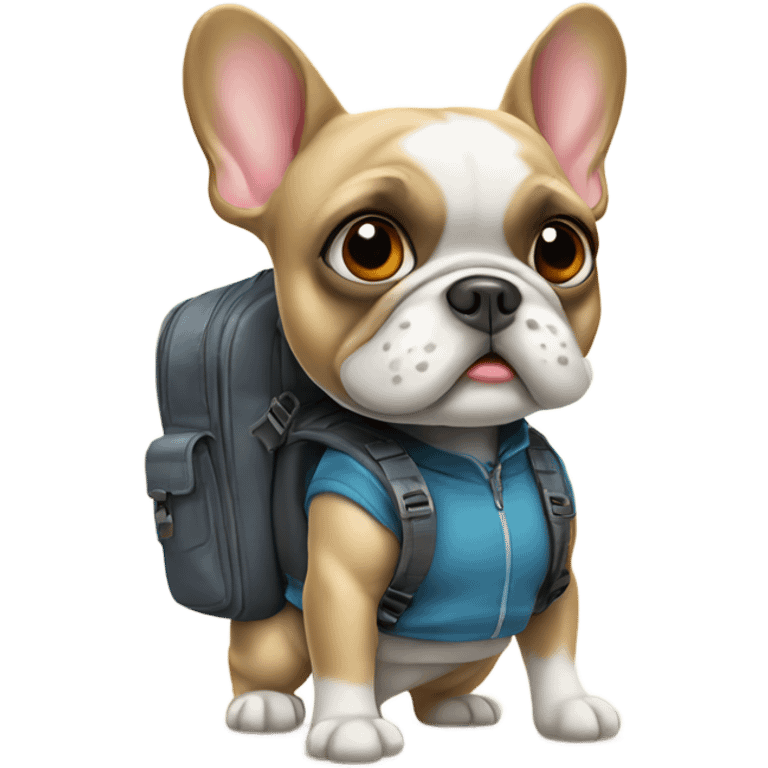 french bulldog with back pack emoji