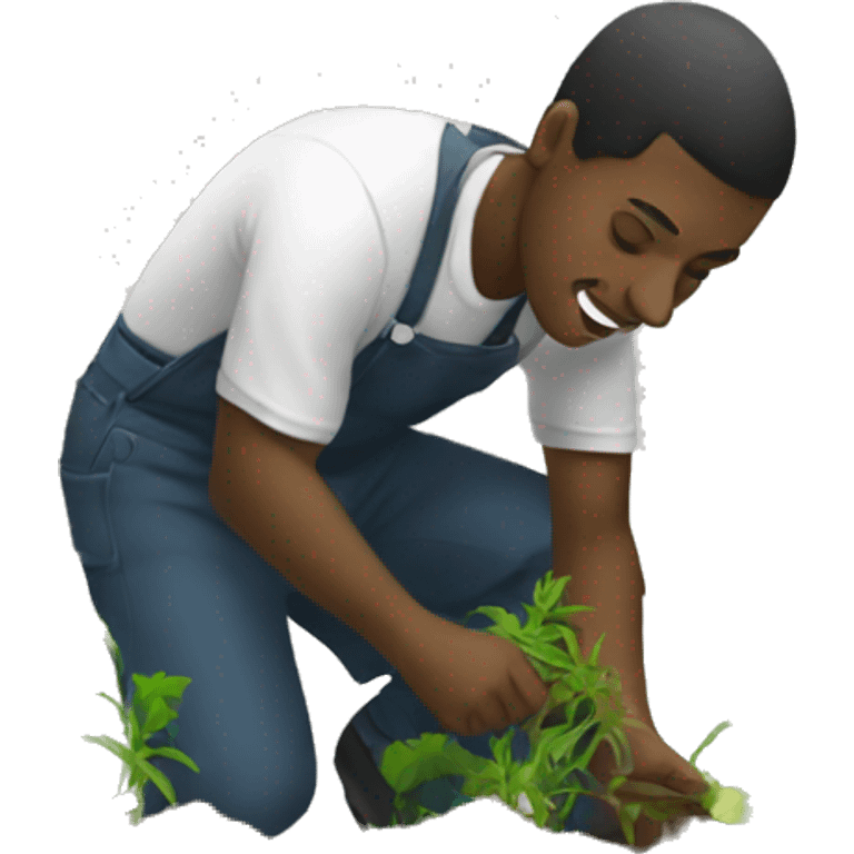 Black person picking weeds emoji