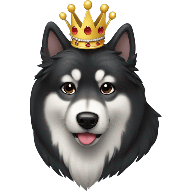 Black Malamute with crown emoji