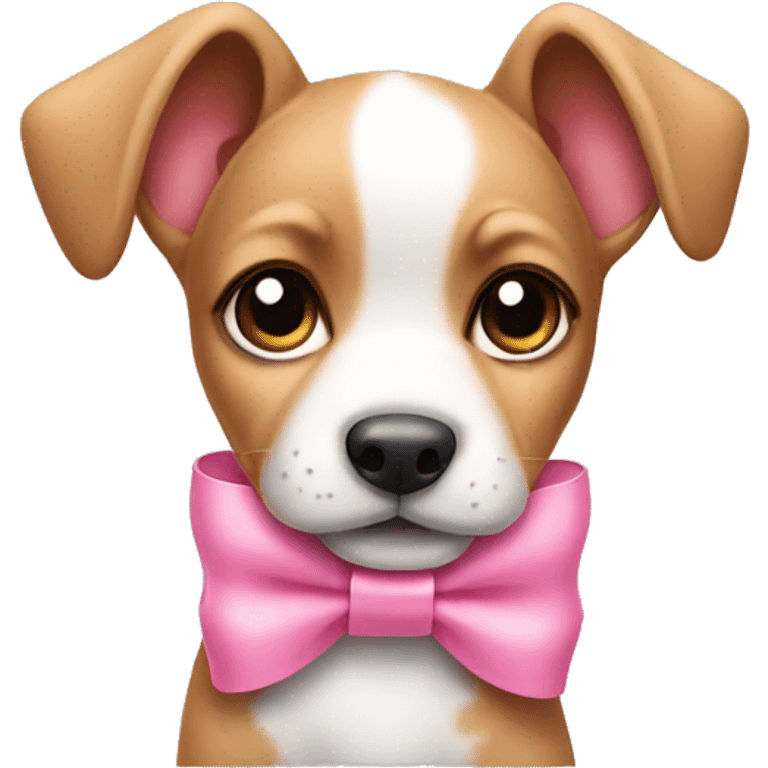 puppy wearing pink bow on one ear emoji