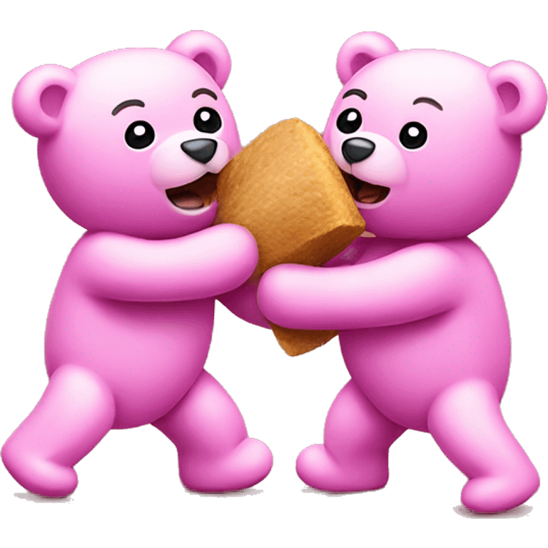 two pink teddy bears fighting tearing stuffing out emoji