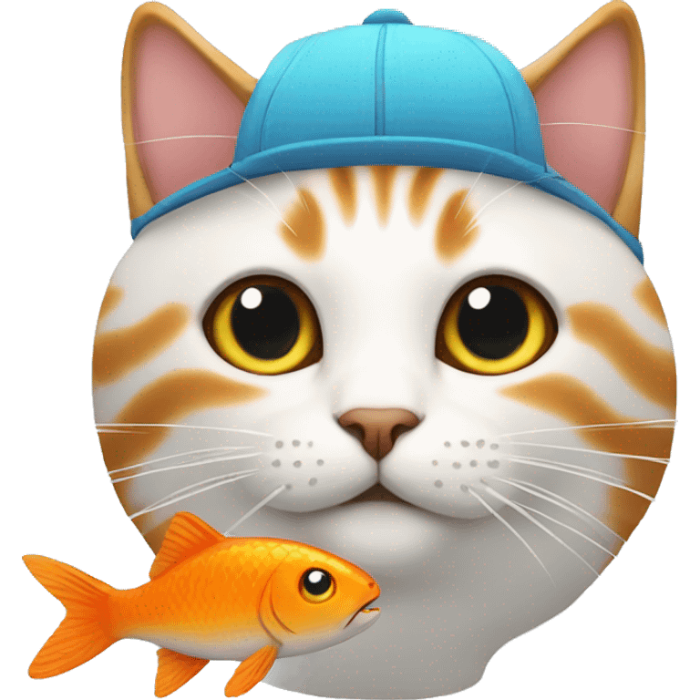 Cat wearing a fish on its head emoji