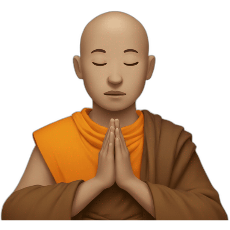 monk with two column dots on head is praying emoji