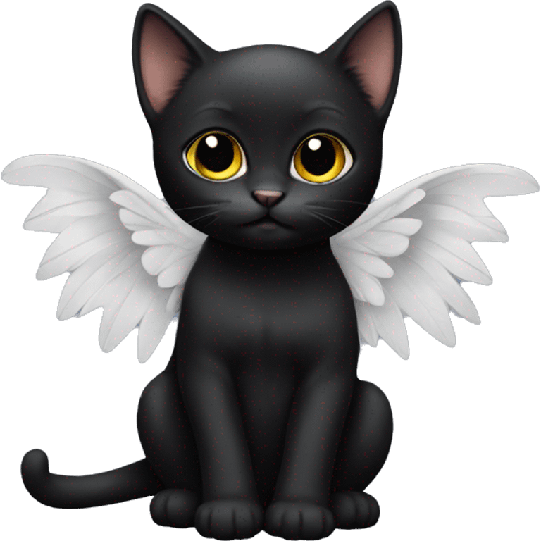 Black cat baby whit wings emoji