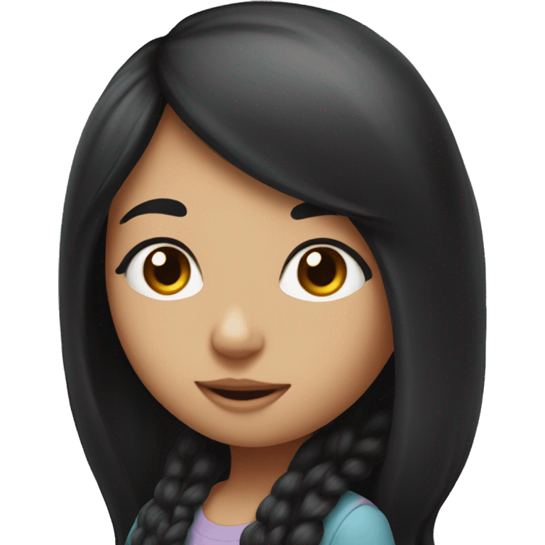 big sister with long black hair and little sister with long black hair  emoji