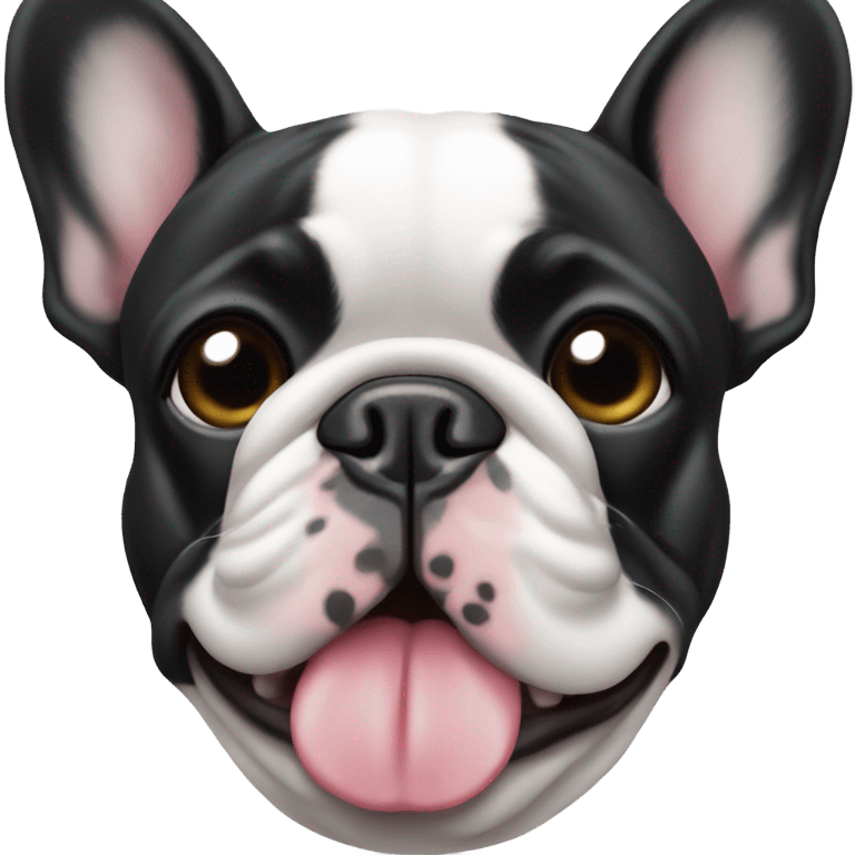 Black and white French bulldog with one eye  emoji