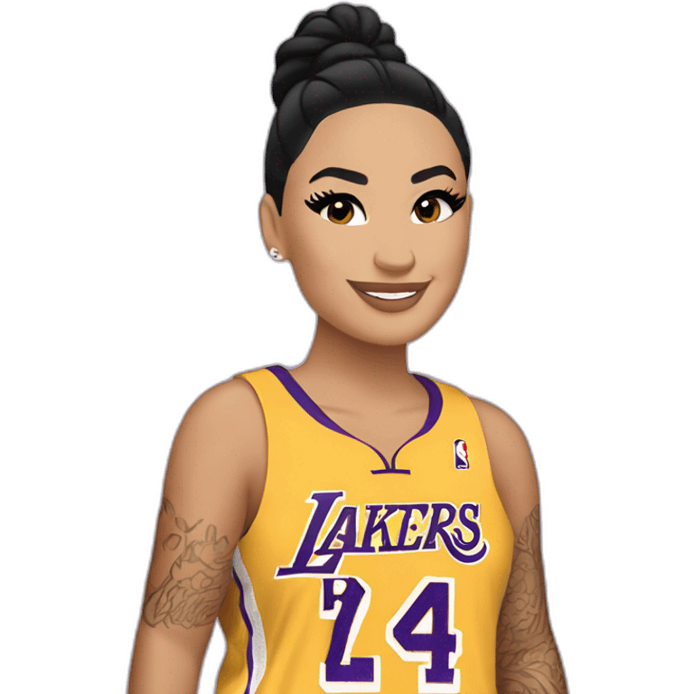 demi lovato wearing yellow lakers jersey emoji