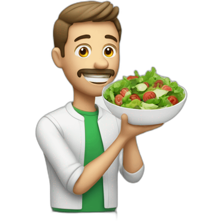 Man eating salad emoji