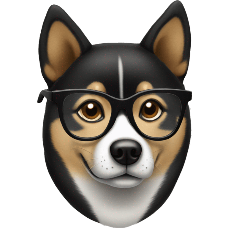 Black Shiba Inu wearing glasses  emoji