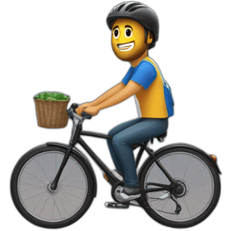 a programmer riding a bike with a normandy tshirt emoji