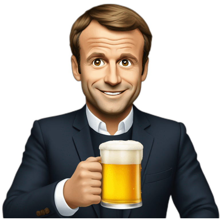 Emmanuel Macron with beer emoji