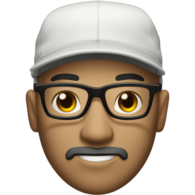 bald man in baseball cap with black beard and glasses emoji