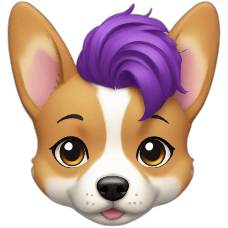 fat corgi and purple hair girl emoji