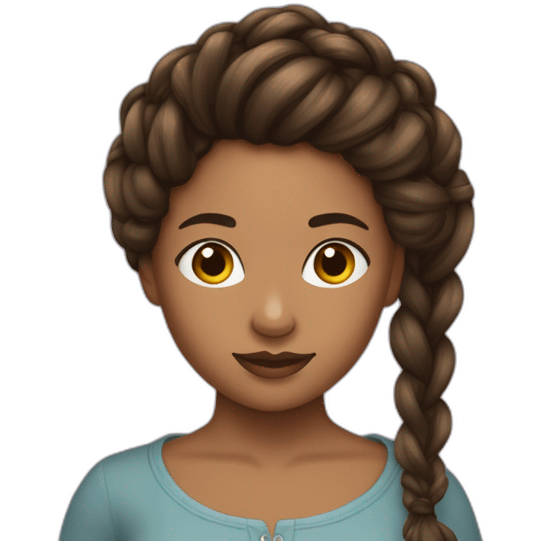 Fille brune metisse avec une tresse tresse emoji