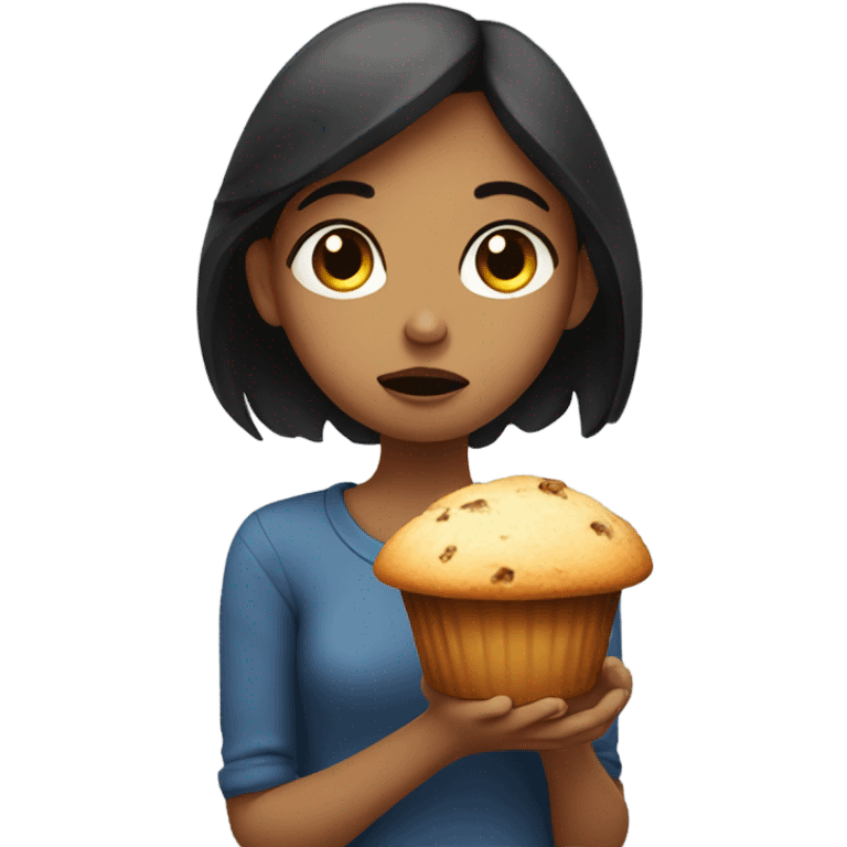 Sad girl with muffin emoji