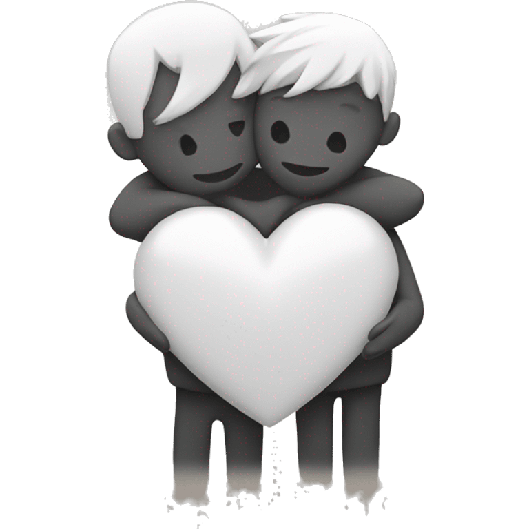 Friends hugging together with a white heart emoji emoji