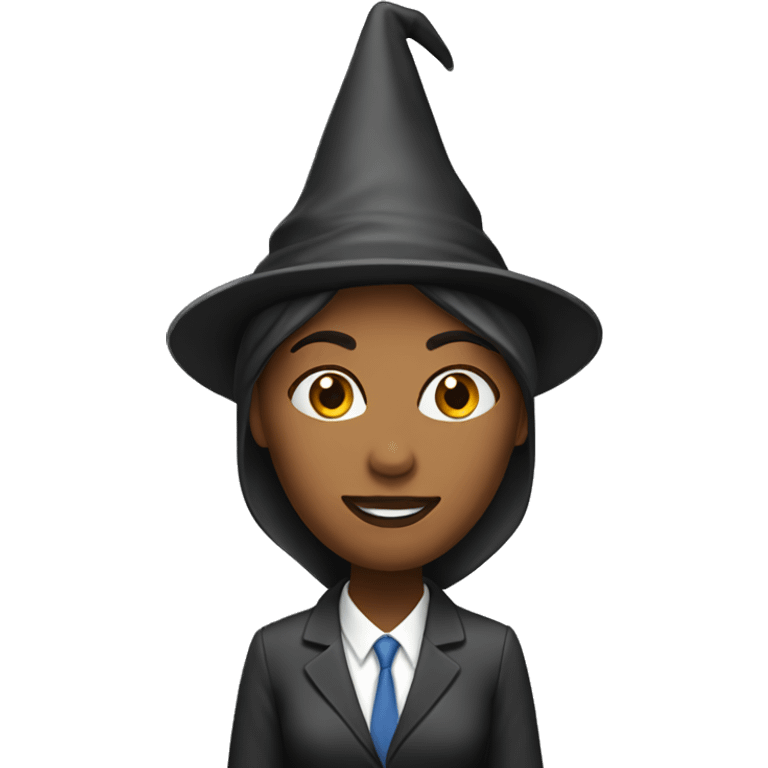 women in office with wizard hat emoji