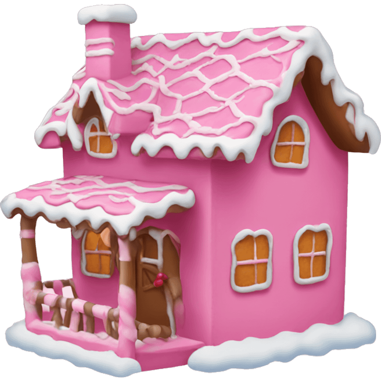 A pink gingerbread house emoji