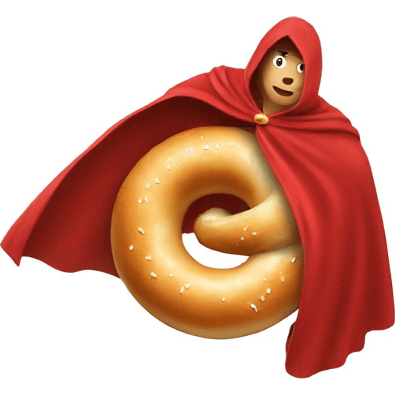 flying bagel wearing a red cape emoji