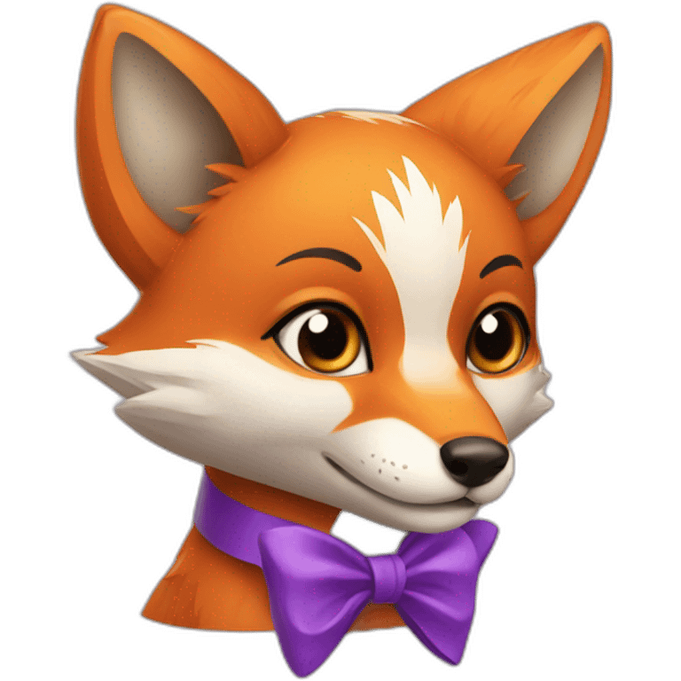 Fox with a purple bow on emoji