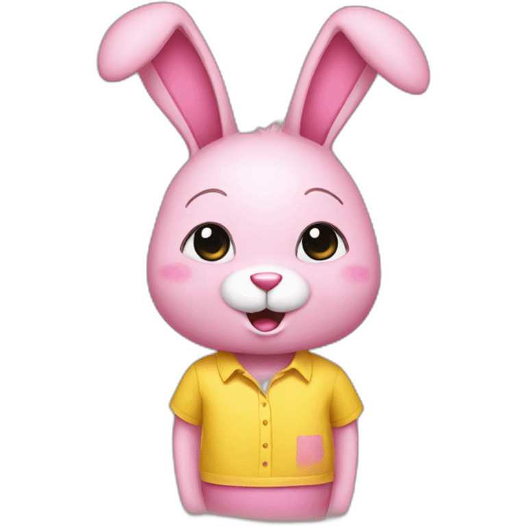 Pink rabbit wearing yellow shirt emoji