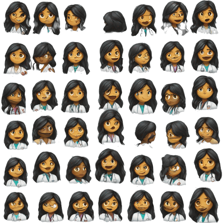 Long dark hair Indian girl doctor emoji