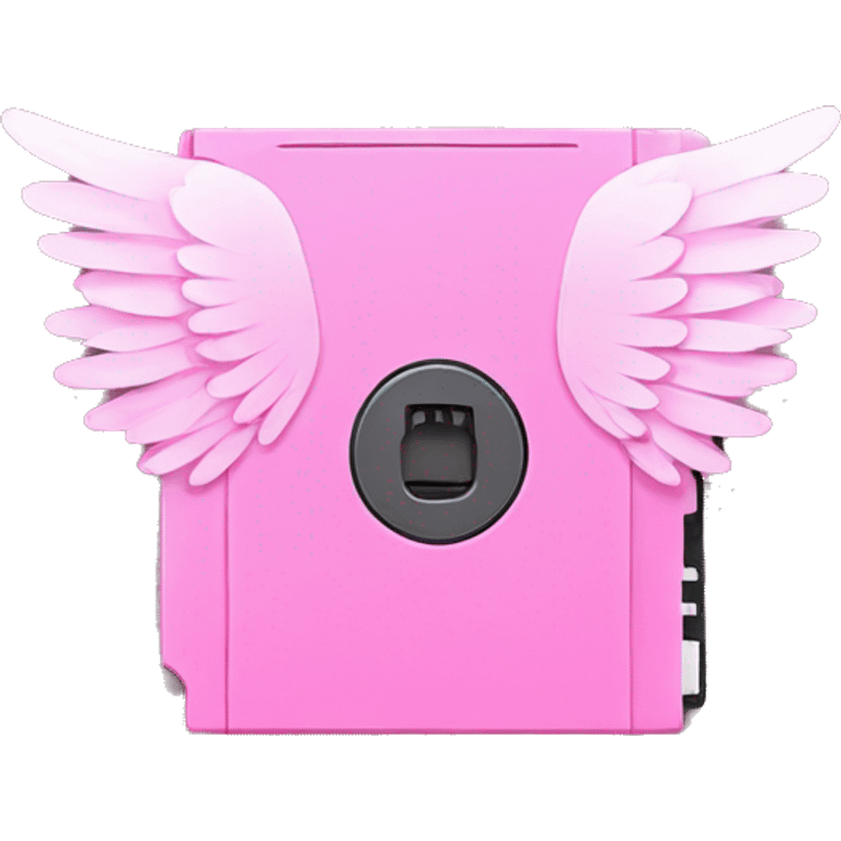 pink floppy disk with angel wings emoji