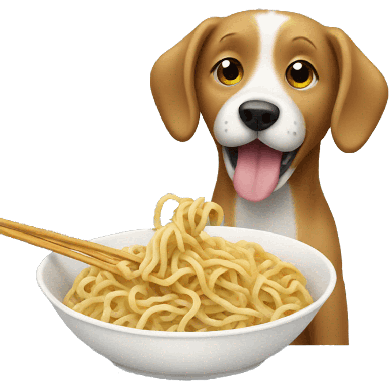 Dog eating noodles emoji