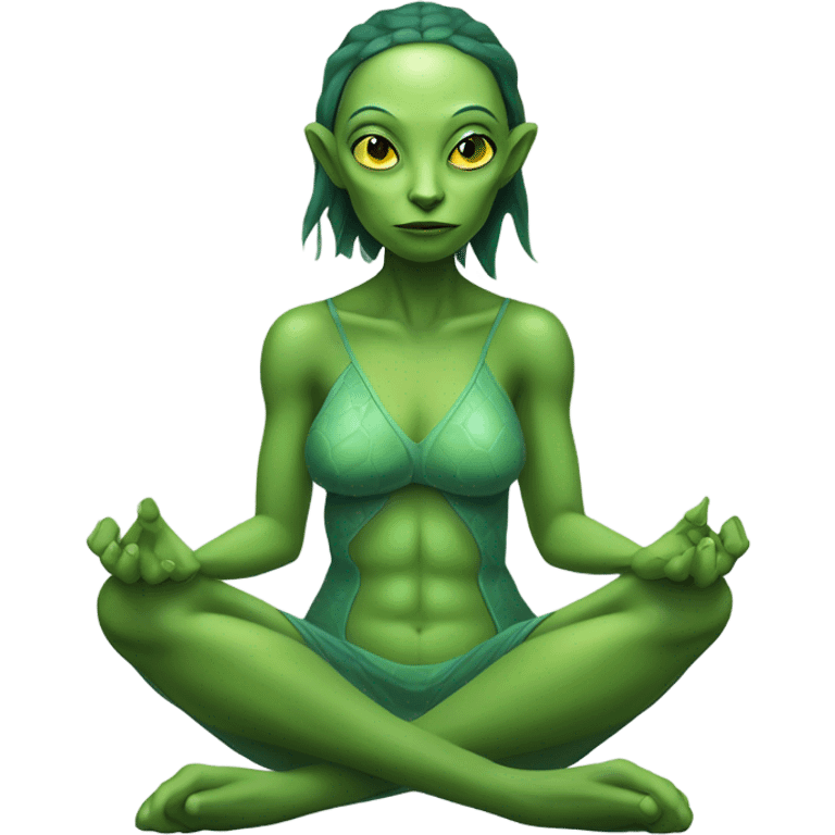 a Reptilian alien woman,in meditation emoji